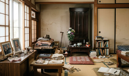 雪が積もった町並み